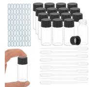 YOKIVE 20Pcs Glass Sample Vials, 10ml Clear Liquid Sample Vials Leak-Proof Storage Glass Bottles with Screw Caps Labels Droppers, Great for Lab, Essential Oil, Reagent (Clear)