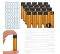 YOKIVE 20Pcs Glass Sample Vials, 8ml Clear Brown Liquid Sample Vials Leak-Proof Storage Glass Bottles with Screw Caps Labels Droppers, Great for Lab, Essential Oil, Reagent (Clear Brown)