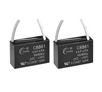 YOKIVE 2Pcs Ceiling Fan Capacitor CBB61, Metallized Polypropylene Film Capacitor Great for Fans Pumps Motors Running (4uF 250V AC 2 Wires 50/60Hz)
