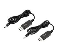 YOKIVE 2Pcs DC 5V to DC 9V USB Step Up Voltage Converter, Power Cable with DC Jack 3.5mm x 1.35mm, Great for Routers, Car Driving Recorder (Black, 6W 1A)
