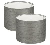 YOKIVE 2Set Drum Lamp Shades for Table Lamps, 13"x13"x10" Linen Lampshade Easy Assembly Lamp Shade(Spider Fitter) for Table Lamps Floor Lamps Bedside, Black Grey