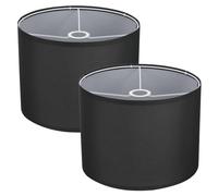 YOKIVE 2Set Drum Lamp Shades for Table Lamps, 13"x13"x10" Linen Lampshade Easy Assembly Lamp Shade with E26/E14/Spider Fitter Adapters for Floor Lamps Bedside Lamps, Black