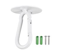 YOKIVE 3 Pcs Ceiling Hanging Hook, Pad Eye Snap Hook with Round Plate Hanging Plants, Great for Office, Home, Daily Use (White, 1.6x2.1-Inch)