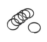 YOKIVE 30 Pcs Split Flat Key Rings, Open Jump Connectors for Lanyard Zippers Handbags, Electroplated Paint Iron (Black, 1.2x20-mm)