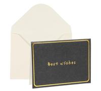 YOKIVE 3x4 Best wishes Cards, 20 Pcs, Black, Small Greeting Card Blank Cards and Envelopes Minimalist Gold Border for Friends Business Adult Men Woman Gift Party Wedding