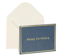 YOKIVE 3x4 Happy birthday Cards, 20 Pcs, Navy Blue, Small Greeting Card Blank Cards and Envelopes Minimalist Gold Border for Friends Business Adult Men Woman Gift Party Wedding