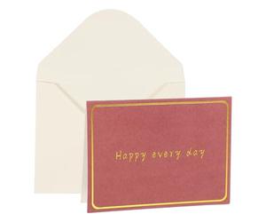 YOKIVE 3x4 Happy every day Cards, 20 Pcs, Red, Small Greeting Card Blank Cards and Envelopes Minimalist Gold Border for Friends Business Adult Men Woman Gift Party Wedding