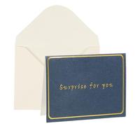 YOKIVE 3x4 Surprise for you Cards, 20 Pcs, Navy Blue, Small Greeting Card Blank Cards and Envelopes Minimalist Gold Border for Friends Business Adult Men Woman Gift Party Wedding