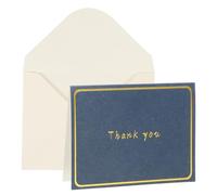 YOKIVE 3x4 Thank you Cards, 20 Pcs, Navy Blue, Small Greeting Card Blank Cards and Envelopes Minimalist Gold Border for Friends Business Adult Men Woman Gift Party Wedding
