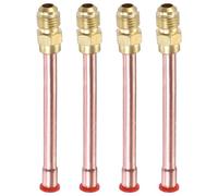 YOKIVE 4 Pcs Brass Fitting with Copper Pipe, Air Conditioning Unit Fitting 45 Degree Flared Connector Adapter, Great for Air Conditioner (1/4" Flare Thread)