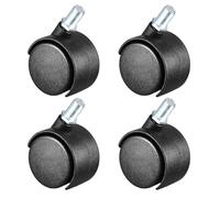 YOKIVE 4 Pcs Nylon Caster, Swivel Twin Wheel Threaded Stem Casters, Great for Cabinets Shelves Daily Use, (Black, 1.5-Inch)