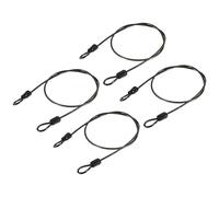 YOKIVE 4 Pcs Security Steel Cables, Coated Baggage Lock Wire Rope with Double Loop | Great for Luggage, Bicycles, Doors (Black, 2.5mmx0.5m)