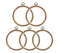 YOKIVE 5 Pcs Embroidery Hoops Frame, 12cm Round Cross Stitch Hoop Ring Imitated Wood Circle Fast Great for DIY Embroidery Art Craft Sewing and Hanging