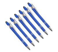 YOKIVE 6 Pcs Ballpoint Pen with Stylus Tip, 2 in 1 Black Ink Metal Stylus Pen 1.0mm Medium Point Style 1, Great for Touch Screens, Office, Studios (Blue)