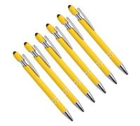 YOKIVE 6 Pcs Ballpoint Pen with Stylus Tip, 2 in 1 Black Ink Metal Stylus Pen 1.0mm Medium Point Style 1, Great for Touch Screens, Office, Studios (Yellow)