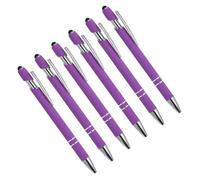 YOKIVE 6 Pcs Ballpoint Pen with Stylus Tip, 2 in 1 Black Ink Metal Stylus Pen 1.0mm Medium Point Style 1, Great for Touch Screens, Office, Studios (Purple)
