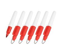 YOKIVE 6 Pcs Mini Permanent Markers, Office Golf Balls Markers Pens with Keychains Clips for Meeting Home Desktop Accessories (Red)