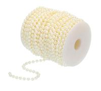 YOKIVE Beige Pearl Wired Garland, 82Ft Exquisite Artificial Pearls Strands 6mm OD Faux Pearl Beads Garland for Wedding Party Decoration DIY Crafts
