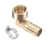 YOKIVE Brass Hose Barb Fitting, Elbow 16mm x G1/2 Female Thread Pipe Connector with Hose Clamp, Great for Air, Water, Fuel, Gas Lines (Golden, Silver)