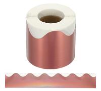 YOKIVE Bulletin Board Borders, 65.6Ft x 2.4Inch Scalloped Border Poster Borders Bulletin Boards Trim Pure Color for Office Party Wall Decor, Rose Gold