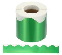 YOKIVE Bulletin Board Borders, 65.6Ft x 2.4Inch Scalloped Border Poster Borders Bulletin Boards Trim Pure Color for Office Party Wall Decor, Green