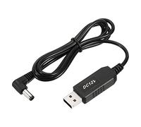 YOKIVE DC 5V to 12V USB Step Up Voltage Converter, Power Cable with DC Elbow Jack 5.5mm x 2.5mm, Great for Routers, Car Driving Recorder (Black, 6W 1A)