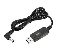 YOKIVE DC 5V to DC 9V USB Step Up Voltage Converter, Power Cable with DC Elbow Jack 5.5mm x 2.5mm, Great for Routers, Car Driving Recorder (Black, 6W 1A)