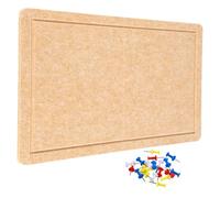 YOKIVE Felt Bulletin Board, 24 x 15.7 -Inch Foldable Decorative Pin Board Self Adhesive Felt Cork Board with 20 Pushpins, Great for Wall, Photo Display, Paste Note, Schedule(Beige Brown)