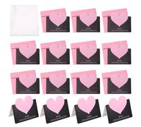 YOKIVE Heart Shaped Greeting Card with Envelope 24 Set, (5.4 x 3.9-Inch, Black/Pink), Foldable Best Wishes Note Card, Great for Friends Anniversary Wedding Party