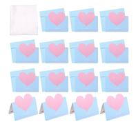 YOKIVE Heart Shaped Greeting Card with Envelope 24 Set, (5.4 x 3.9-Inch, Light Blue/Sky Blue), Foldable Best Wishes Note Card, Great for Friends Anniversary Wedding Party