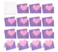 YOKIVE Heart Shaped Greeting Card with Envelope 24 Set, (5.4 x 3.9-Inch, Purple/Purple), Foldable Best Wishes Note Card, Great for Friends Anniversary Wedding Party