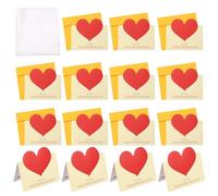YOKIVE Heart Shaped Greeting Card with Envelope 24 Set, (5.4 x 3.9-Inch, Yellow/Yellow), Foldable Best Wishes Note Card, Great for Friends Anniversary Wedding Party