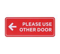YOKIVE Please Use Other Door Sign, ABS Plastic Self-Adhesive Use Other Door Sign Sticker with Arrow, Great for Business Office Entrance Stores(Red, 7 x 2.75.-Inch)
