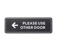 YOKIVE Please Use Other Door Sign, ABS Plastic Self-Adhesive Use Other Door Sign Sticker with Arrow, Great for Business Office Entrance Stores(Black, 6 x 2.-Inch)