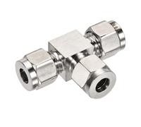 YOKIVE Quick Connect Air Line Compression Fitting, 304 Stainless Steel T Type Tee Union Splitter Connectors | Great for Pipes (Silver Tone, 8mm OD Tube)