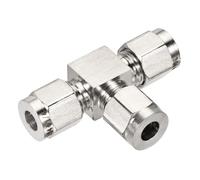 YOKIVE Quick Connect Air Line Compression Fitting, 304 Stainless Steel T Type Tee Union Splitter Connectors | Great for Pipes (Silver Tone, 1/4-Inch OD Tube)