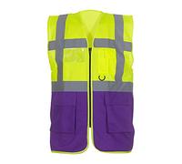 Yoko Hi-Vis Premium Executive/Manager Waistcoat / Jacket (XL) (Hi Vis Yellow/Purple)
