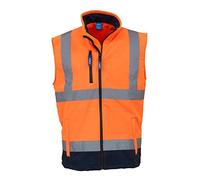 Yoko Hi Vis Softshell Bodywarmer Colour=Hi Vis Orange/Navy Size=3XL