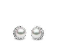 Yoko London 18kt white gold Trend freshwater pearl and diamond stud earrings - Silver OS