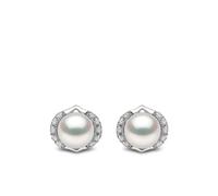Yoko London 18kt white gold Trend freshwater pearl and diamond stud earrings - Silver OS