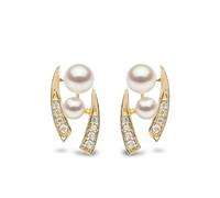 Yoko London 18kt yellow gold diamond pearl Trend stud earrings OS