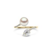Yoko London 18kt yellow gold Starlight pearl and diamond ring 54
