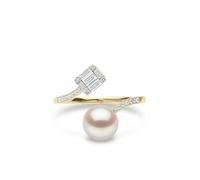 Yoko London 18kt yellow gold Starlight pearl and diamond ring 54