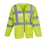 Yoko Mens Executive Hi-Vis Long Sleeve Safety Waistcoat