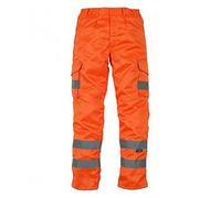 Yoko Mens Hi-Vis Cargo Trousers with Knee Pad Pockets (36in Long) (Orange)