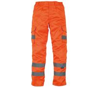 Yoko Mens Hi Vis Polycotton Cargo Trousers With Knee Pad Pockets (40L) (Orange)