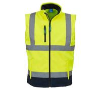 Yoko Mens Hi Vis Softshell Bodywarmer/Workwear (L) (Hi-Vis Yellow/Navy)