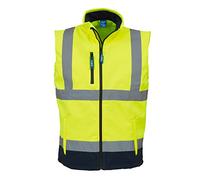 Yoko Mens Hi Vis Softshell Bodywarmer/Workwear (Pack of 2) (XL) (Hi-Vis Yellow/Navy)
