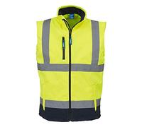 Yoko Men's Hi-vis Softshell Gilet (HV006) Waterproof, Windproof and Warm Fleece Inside (Large, Yellow/Navy)