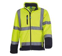 Yoko Men's Hi-vis Softshell Jacket (HVK09) 8000mm Breathable & 3000 MVP Waterproof 100% Polyester (X-Large, Yellow/Navy)